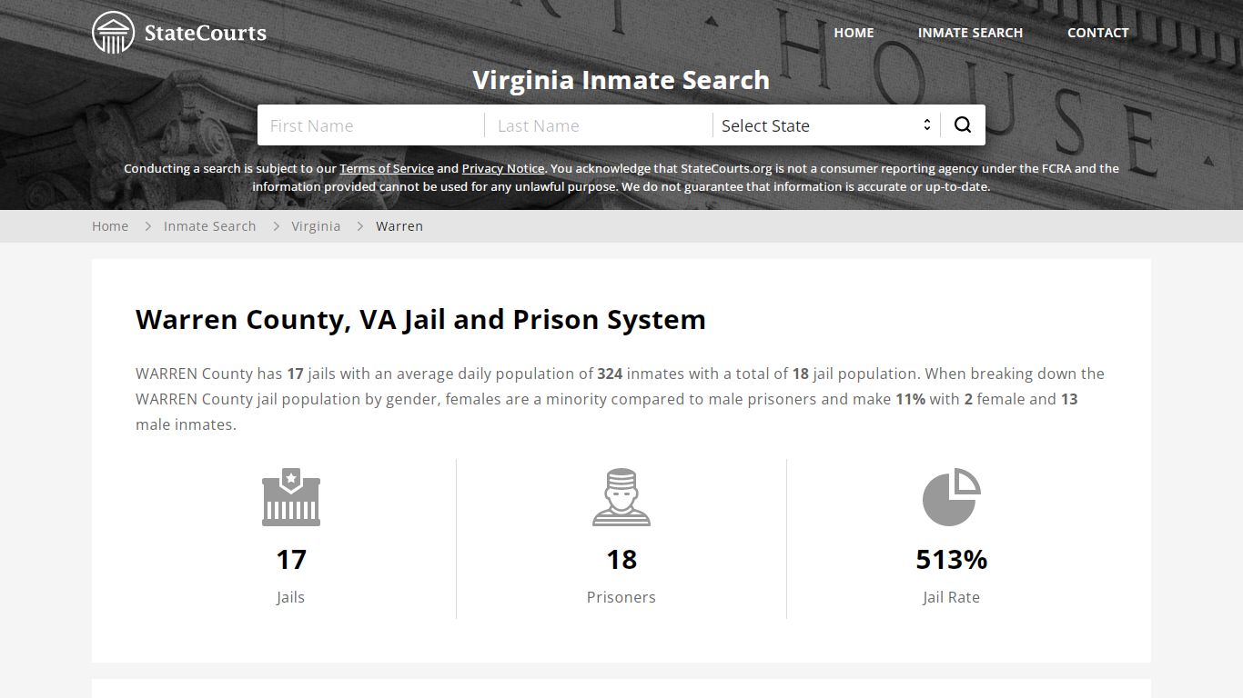 Warren County, VA Inmate Search - StateCourts